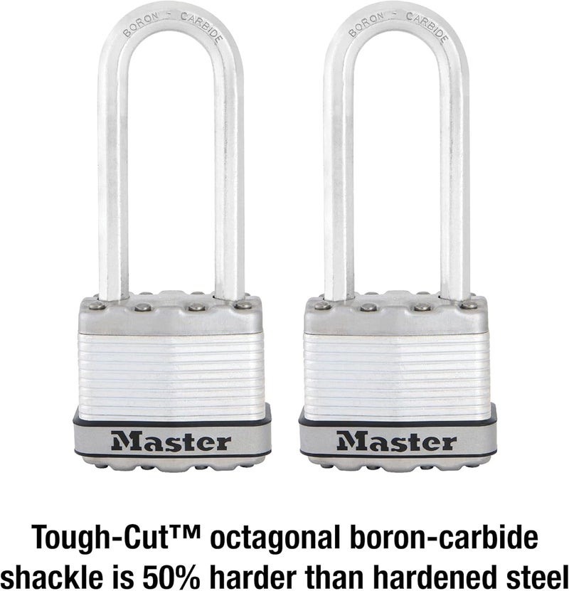 MasterLock M1XTLJ Magnum Heavy Duty Padlock with Key, 2 Pack Keyed-Alike - Image 3